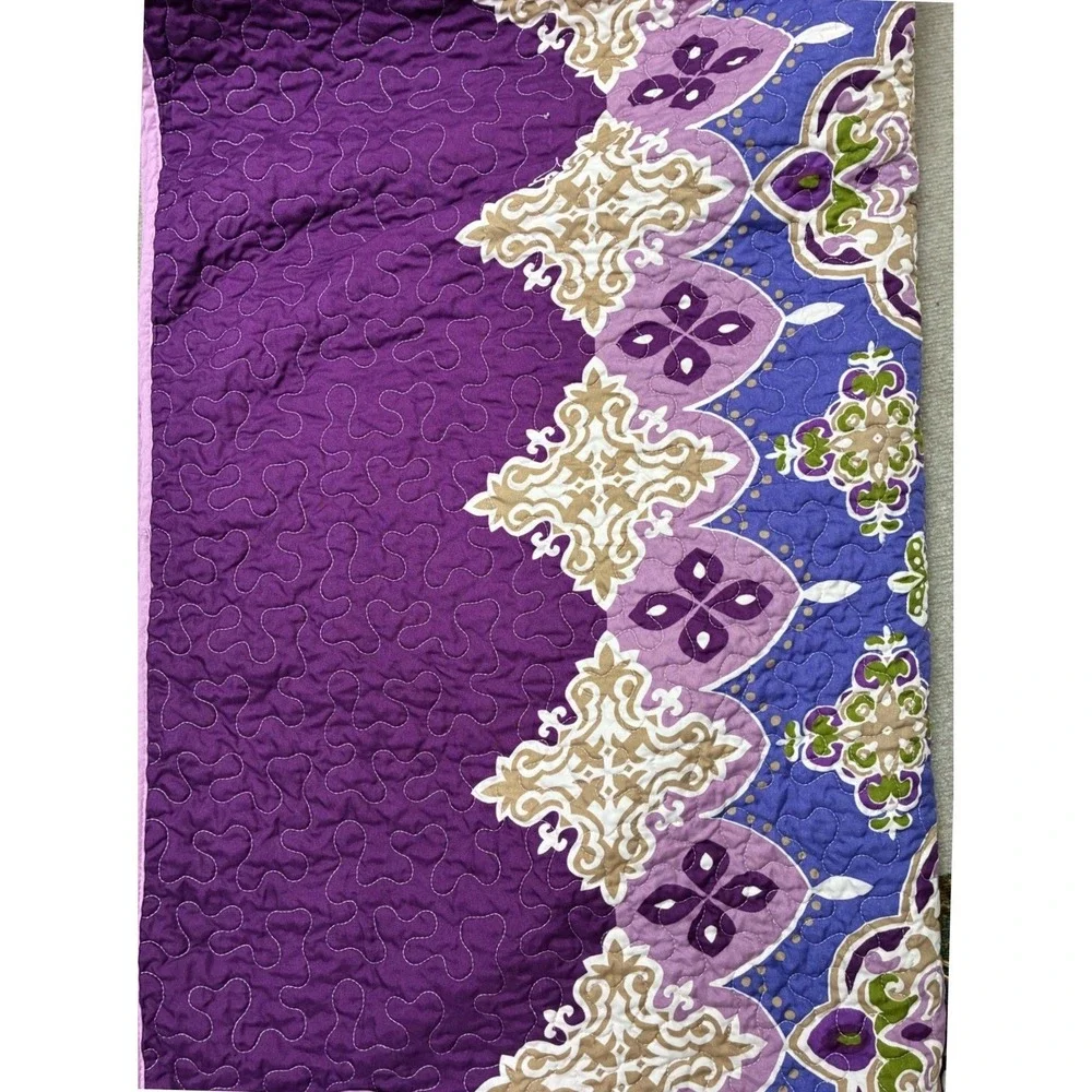 Purple Bohemian Quilted Comforter Set with 2 Shams 85